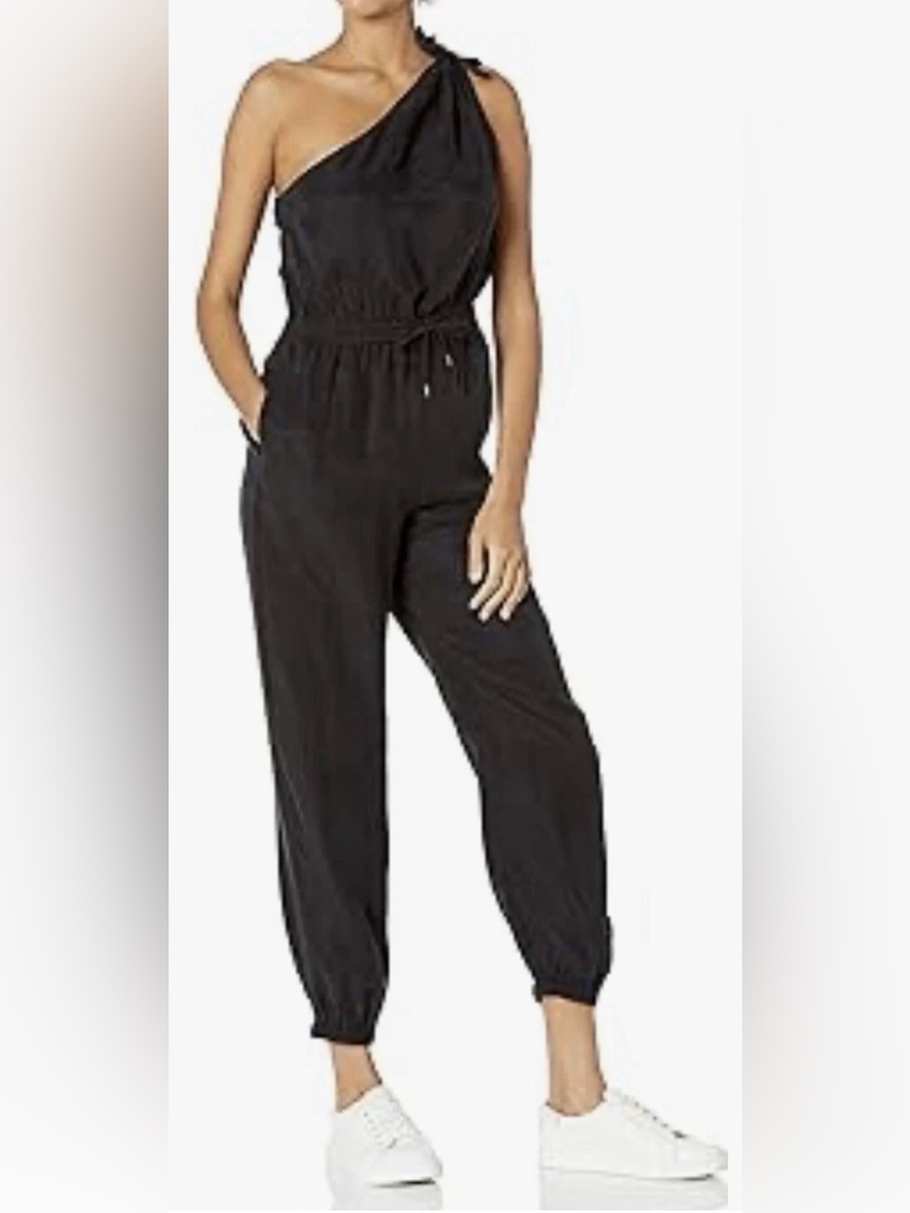 PAIGE Zahra Lightweight One Shoulder Jumpsuit Black Size M NWT